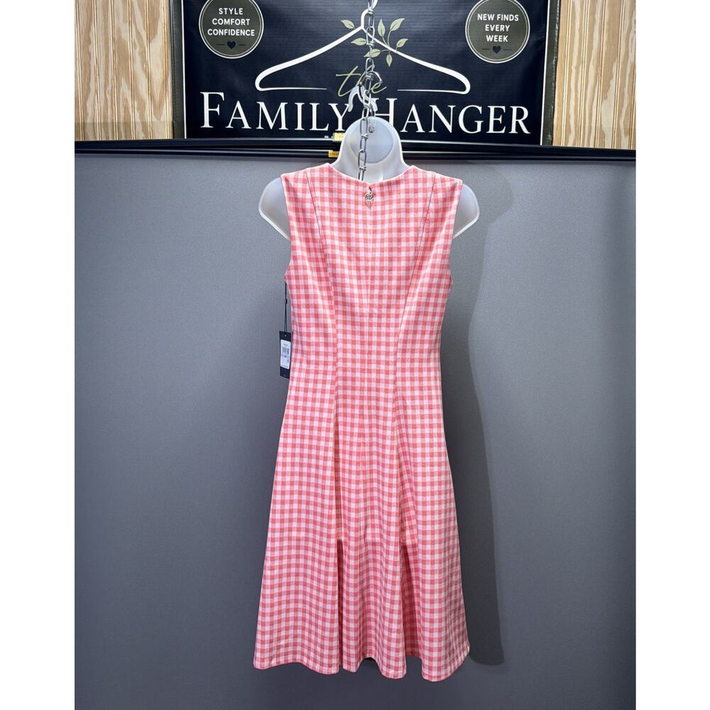 Tommy Hilfiger Dress Womens 6P Petite Pink Gingham Sleeveless Fit Flare NWT - Picture 7 of 12